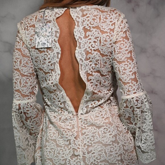 Lauren Conrad Runway Limited Edition Cream Lace Romper - Picture 4 of 7